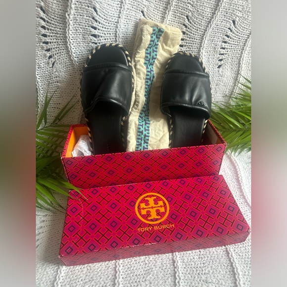 Tory Burch Espadrille Slide Sandals Flat
Platform Leather Size 8 in Black - Picture 8 of 13